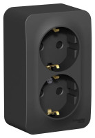 Розетка 2 местная с З/К c шторками 16А, 250В, Антрацит, Blanca SE BLNRA011206
