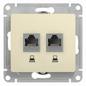 Розетка компьютерная 2-ая RJ45 Cat. 5e, Бежевый, Glossa SE GSL000285KK