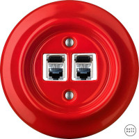 Розетка комп. фарфоровая RJ45 cat.6е, ярко-красный глянцевый, Katy Paty NIROGsCat6e 