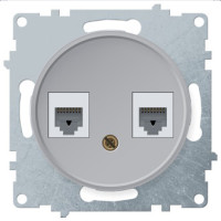 Розетка компьютерная 2-я RJ45 Cat. 5e, Серый, OneKeyElectro 1E20901302