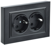 Розетка 2-я с З/К, Черный, Brite IEK BR-R21-16-K02-F