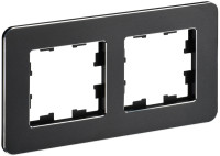 Рамка 2 местная, металл, Чёрный RE, Brite IEK BR-M22-M-01-K02