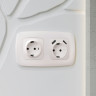Лицевая панель розетки с З/К и USB зарядкой А+А с шторками, Жемчуг, OMEGA Quant Ambrella Volt OP2090