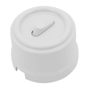 Выключатель пластик кнопочный 1 кл., Белый, Bironi B1-220-21