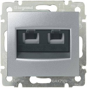 Розетка 2ая телефонная RJ11, алюминий, Valena Classic Legrand 770139
