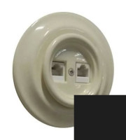 Розетка керамика компьютерная RJ45, матовый черный, Retrika Colony RSV-INT-09