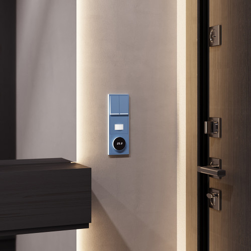 Терморегулятор электронный с индикацией и датчиком, для теплого пола, Деним, VOLTUM S70 VLS070115