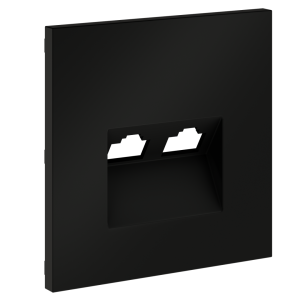 Лицевая панель для розетки компьютерной 2-ой RJ45+RJ45 Cat.6, Черный матовый, S70 Voltum VLS001408