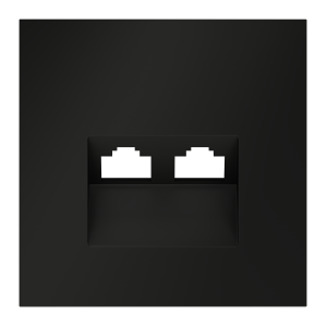 Лицевая панель для розетки компьютерной 2-ой RJ45+RJ45 Cat.6, Черный матовый, S70 Voltum VLS001408