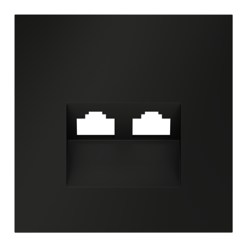 Лицевая панель для розетки компьютерной 2-ой RJ45+RJ45 Cat.6, Черный матовый, S70 Voltum VLS001408