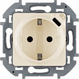 Розетка с З/К со встроенной USB зарядкой, слоновая кость, INSPIRIA Legrand 673771