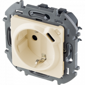 Розетка с З/К со встроенной USB зарядкой, слоновая кость, INSPIRIA Legrand 673771