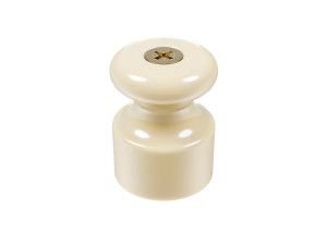 Кабельный изолятор керамика с саморезом, Слоновая кость, ТМ МезонинЪ GE70027-02