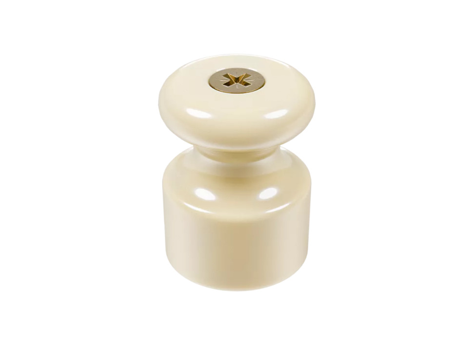 Кабельный изолятор керамика с саморезом, Слоновая кость, ТМ МезонинЪ GE70027-02