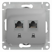 Розетка компьютерная 2-ая RJ45 Cat. 5e, Алюминий, Glossa SE GSL000385KK