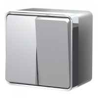 Выключатель 2 кл., герметичный IP44, Серебряный, Gallant Werkel W5020206