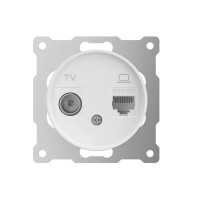 Розетка двойная комп. RJ45 кат.5E + телевизионная TV, Белый, OneKeyElectro 1E20811300
