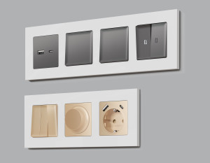 Рамка 4 местная пластик, Белый глянец, ALFA Qubi Ambrella Volt AF250104