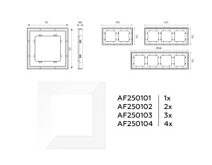 Рамка 4 местная пластик, Белый глянец, ALFA Qubi Ambrella Volt AF250104