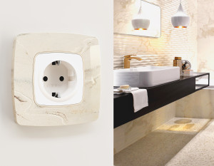 Рамка 3 местная мрамор, Серо-бежевый, OMEGA Opera Ambrella Volt OF940603