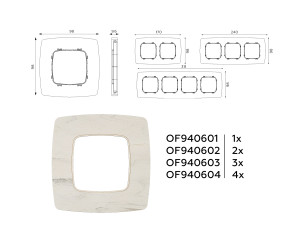 Рамка 3 местная мрамор, Серо-бежевый, OMEGA Opera Ambrella Volt OF940603