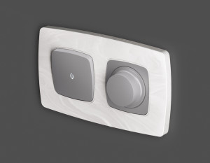 Лицевая панель диммера поворотно-нажимного, Сталь матовый, OMEGA Quant Ambrella Volt OP5055