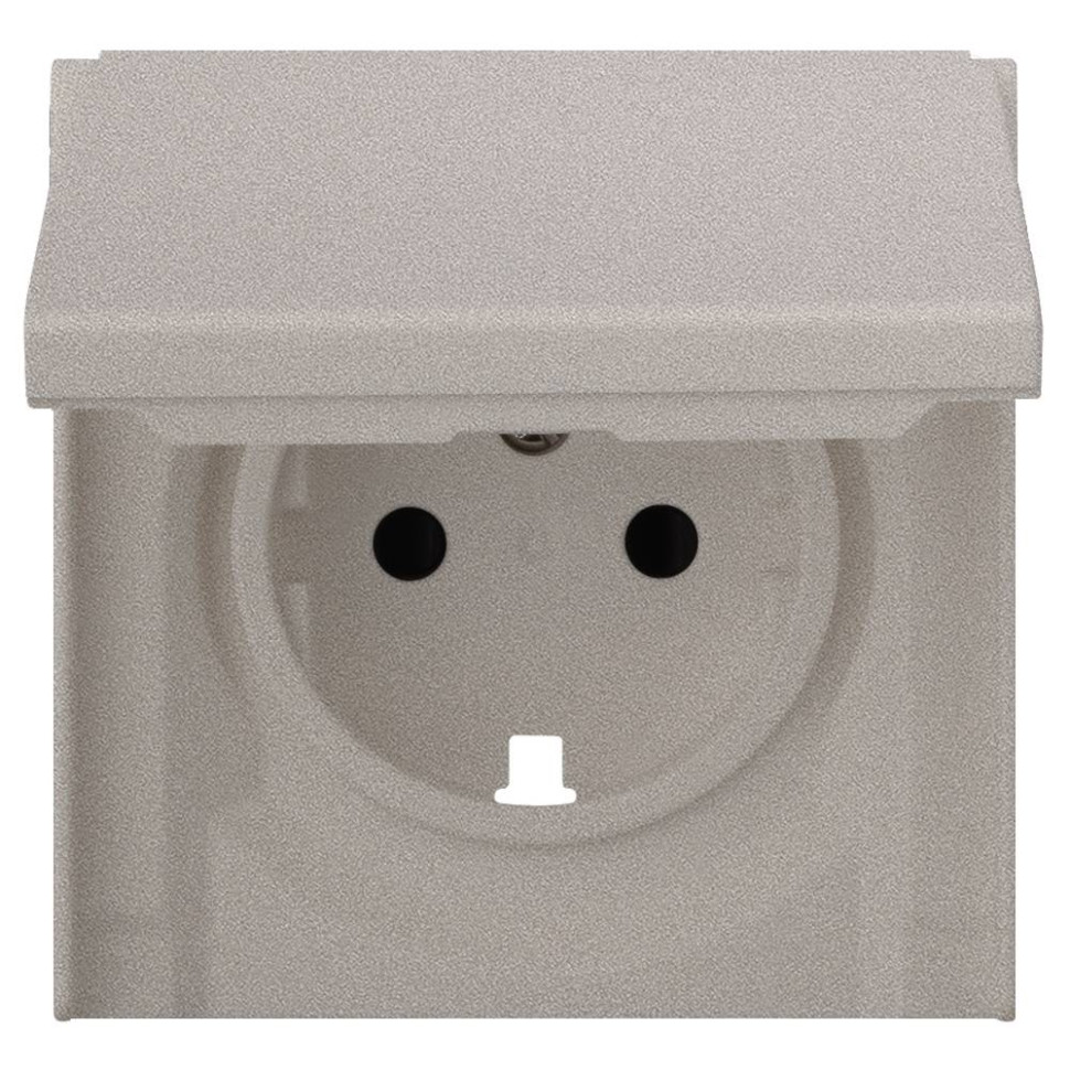 Лицевая панель розетки с З/К с крышкой, Платина, Rikett 35634 PL Лицевая панель розетки с З/К с крышкой, Платина, Rikett 35634 PL