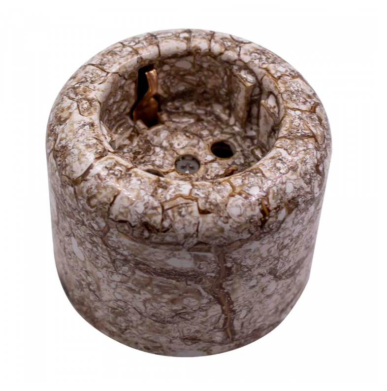 Ретро розетка керамика с 3/К, Мрамор, Ришелье Bironi R1-101-09