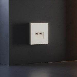 Лицевая панель для розетки компьютерной 2-ой RJ45+RJ45 Cat.6, Хлопок, S70 Voltum VLS001413