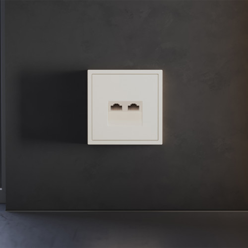 Лицевая панель для розетки компьютерной 2-ой RJ45+RJ45 Cat.6, Хлопок, S70 Voltum VLS001413