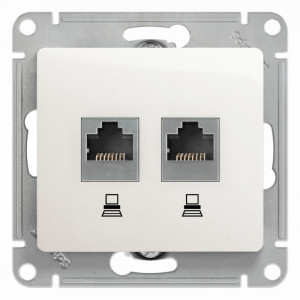 Розетка компьютерная 2-ая RJ45 Cat. 5e, Перламутр, Glossa SE GSL000685KK
