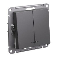 Выключатель 2 кл. с подсветкой, Базальт, AtlasDesign SE ATN001453