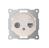 Розетка двойная комп. RJ45 кат.5E + телевизионная TV, Слоновая кость, OneKeyElectro 1E20811301