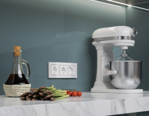 Рамка 2 местная стекло органическое, Белый/Серебро, ALFA Arctic Ambrella Volt AF580132