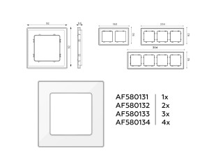 Рамка 2 местная стекло органическое, Белый/Серебро, ALFA Arctic Ambrella Volt AF580132