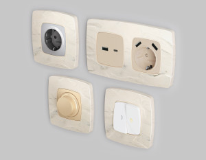 Рамка 4 местная мрамор, Серо-бежевый, OMEGA Opera Ambrella Volt OF940604