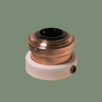 Ретро розетка медь с З/К и шторками, светлая медь, Romatti R231-7