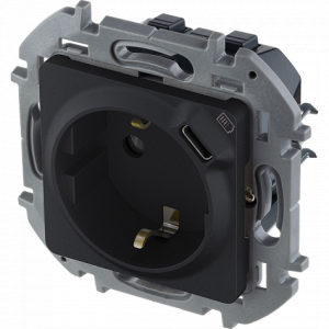 Розетка с З/К со встроенной USB зарядкой, антрацит, INSPIRIA Legrand 673773