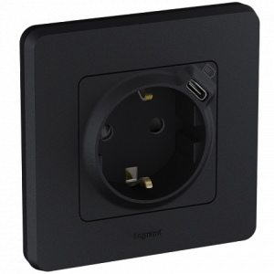 Розетка с З/К со встроенной USB зарядкой, антрацит, INSPIRIA Legrand 673773