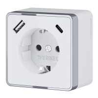 Розетка с З/К и USB зарядкой, тип А+С, Белый, Gallant Werkel W5071701