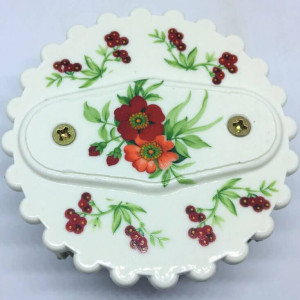Распаечная коробка D80 из керамики с фигурной крышкой, подложка береза, Лето, ЦИОН РКД-ЛЕТ2