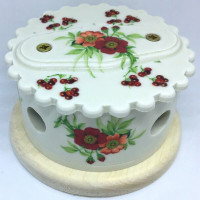 Распаечная коробка D80 из керамики с фигурной крышкой, подложка береза, лето, ЦИОН РКД-ЛЕТ2