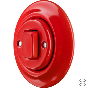 Ретро диммер фарфоровый, ярко-красный глянцевый, Katy Paty NIROGWds