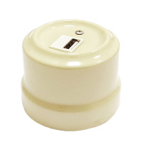 Розетка USB для зарядки 2000mA, керамика, слоновая кость Lindas 32209