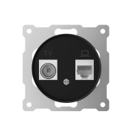 Розетка двойная комп. RJ45 кат.5E + телевизионная TV, Черный, OneKeyElectro 1E20811303