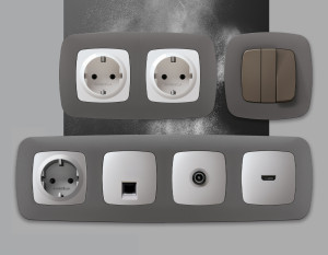 Рамка 4 местная пластик, Антрацит серый, OMEGA Ecta Ambrella Volt OF140654