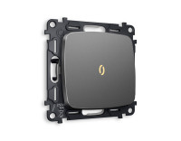 Выключатель 1 кл. проходной с/подсв. (3200K), Антрацит серый, OMEGA Quant Ambrella Volt MO652030