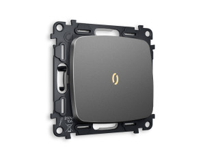 Выключатель 1 кл. проходной с/подсв. (3200K), Антрацит серый, OMEGA Quant Ambrella Volt MO652030