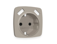 Лицевая панель розетки с З/К и USB зарядкой А+А с шторками, Серо-бежевый матовый, OMEGA Quant Ambrella Volt OP3690