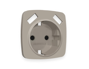 Лицевая панель розетки с З/К и USB зарядкой А+А с шторками, Серо-бежевый матовый, OMEGA Quant Ambrella Volt OP3690